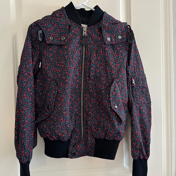 Coach Floral Varsity Bomber Water Resistant Zip Jacket w/ Removable Hood Size XS - Picture 1 of 15